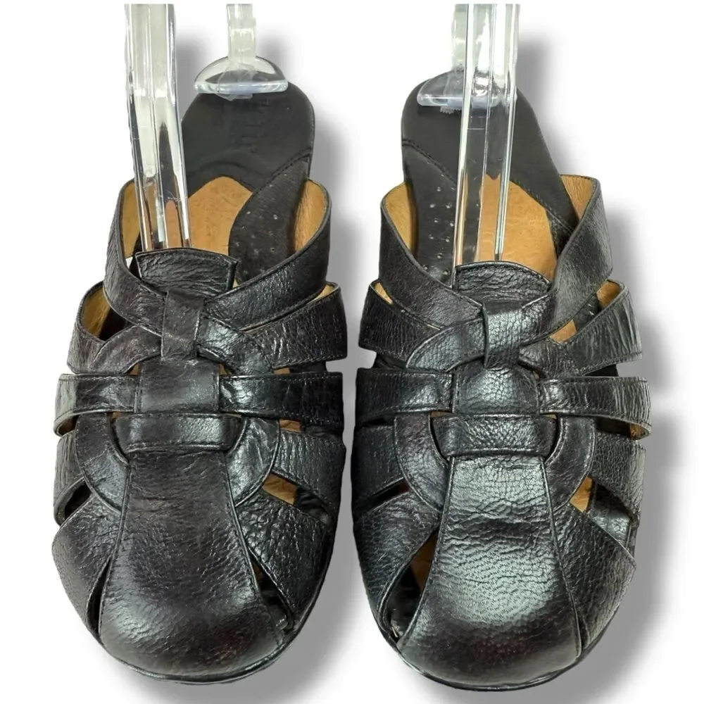 Born Slip On Leather Mules Backless Fisherman Slide Sandals Brown Womens Size 6
